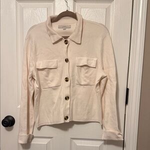 LOFT Off-White Button-Up Utility Jacket